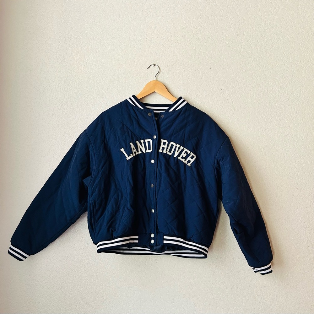 PacSun x Land Rover Collab Quilted Blue Cropped Bomber Jacket Size XS/S